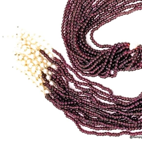 Pearls & Garnet 14K Gold Lariat Necklace – 48" Statement Strand, 1,050ctw - Picture 8 of 8